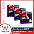 SMC Sensation Dotted Classic Condom for Men | Combo of 3 Packs - 3x3=9pcs. 