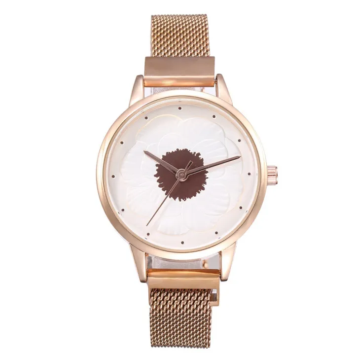 Fashion%203D%20Flower%20Alloy%20Flower%20Milan%20Mesh%20Belt%20Magnetic%20Buckle%20Quartz%20Watch%20Women's%20Casual%20Fashion%20Watch%20-%20Image%202