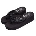 New Slippers Women for Summer No-Slip Fabric Upper Heels Shoes Home Slipper Soft Platform Sole Ladies Beach Shoes Flip Flops. 