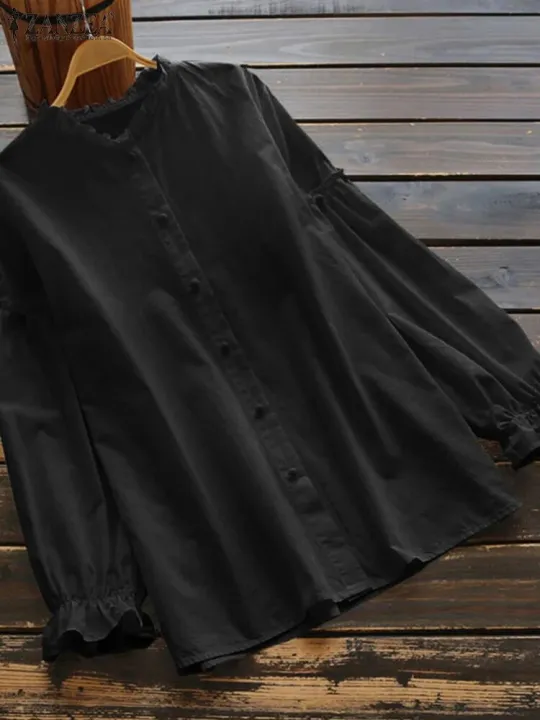 Elegant%20Ruffle%20Shirts%20ZANZEA%20Women%20Blouse%20Autumn%20Long%20Sleeve%20Blusas%20Casual%20Chemise%20Female%20Solid%20Loose%20Tops%20Oversize%20Tunic%20Mujer%20-%20Image%202