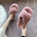 ry Slippers for home Women Ladies Shoes Cute Plush Fox Hair Fluffy Sandals Indoor Slippers Winter Slippers Women. 