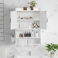 Wall Cabinet, Over The 32x24"Wall Mounted Cabinet with Doors for your Kitchen Storage and your Bathroom Storage, Hanging Cabinet for Wall with Towels Bar.