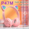 Headphones RGB Cute Cat Wireless Kids Headphones with Mic, Stereo PC Gamer Headsets for Girls Children Mobile Phone Gaming Earphone Bluetooth.