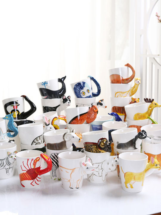 3D Three-dimensional Water Cup Cartoon Animal Cup High Temperature Ceramic Cup Milk Coffee Tea Cup Children Water Cup Mug Home