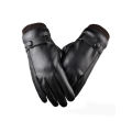 Winter Fashion Black PU Leather Gloves Male Thin Style Driving Leather Men Gloves Non-Slip Full Fingers Palm Touchscreen.