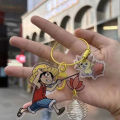 Crayon Shin-Chan Luffy Keychain With Light Acrylic Cartoon Backpack Pendant Creativity Cute Kawaii Keyring Kids Birthday Gifts. 