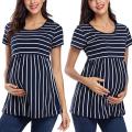 Pregnancy Clothes Spring and Summer New Fashion Maternity Wear Striped Round Neck Breast-feeding Dress Maternity Maxi Dress. 