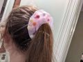 Colorful Mesh Scrunchies with Pom Pom Dots Elastic Hair Tie Scrunchie Pack Hair Accessory Ties for Women 2pcs. 