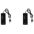 2X 3 Port USB 2.0 Hub External 7.1Ch Sound Card Headset Microphone Adapter for Pc Black. 