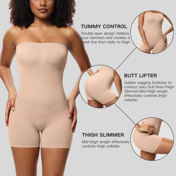 New%20Strapless%20Shortie%20Bodysuit%20for%20Women%20Tummy%20Control%20Shapewear%20Seamless%20Sculpt%20Body%20Shaper%20with%20Removable%20Straps%20Body%20Shapers%20-%20Image%205