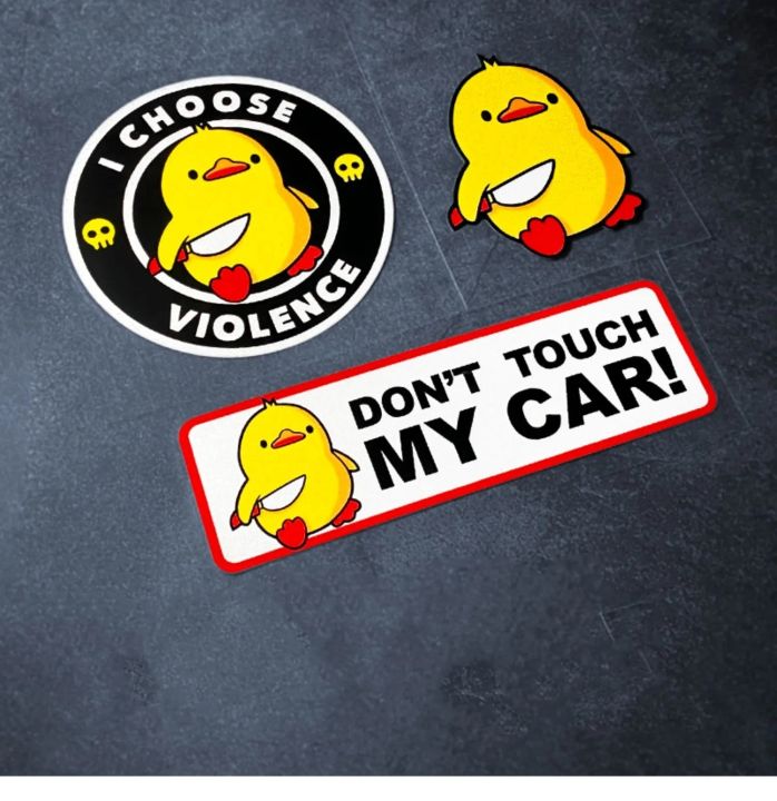 Do Not Touch My Car I Choose Violoence Peach Love Duck Stickers for Auto Truck Decals Motor Side Body Tank Window Decal Applique