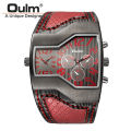 Oulm Quartz Watch Distinctive Men's Watch Double Time Zone Fashion Large Dial Belt Men's Watch Cross Border Ins Style.