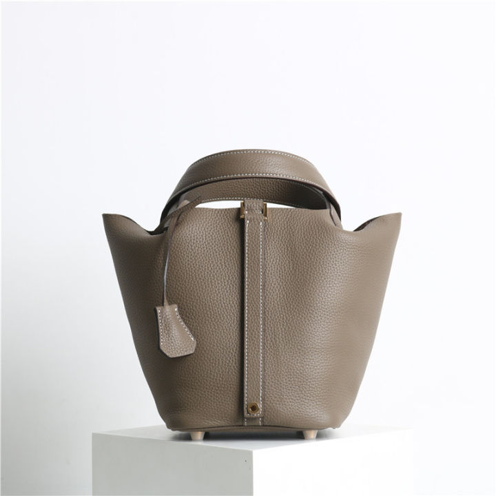 TOGO%20first%20layer%20cowhide%20h's%20vegetable%20basket%202024%20new%20fashion%20soft%20cowhide%20bucket%20bag%20handbag%20-%20Image%203
