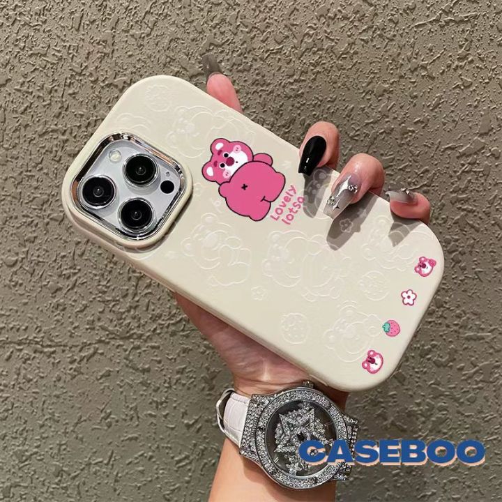 Luxury%20Macaron%20Candy%20Color%20Plating%20Metal%20Lens%20Casing%20Compatible%20for%20IPhone%207Plus%2014%2011%2013%2015%2012%20Pro%20Max%20XR%208%207%20Plus%20XS%20Max%20X%20SE%202020%20Cartoon%20Cute%20Strawberry%20Bear%20Lotso%20Couples%20Cover%20-%20Image%204