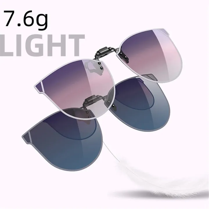 VIVIBEE%20Gradient%20Women's%20Cat%20Eye%20Flip%20Up%20Clip%20On%20Sunglasses%20Women%20Driving%20Polarized%20Oversized%20Sun%20Glasses%20Purple%20Eyeglasses%20-%20Image%205