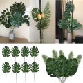 10-20 Pcs Artificial Plants Tropical Monstera Palm Leaves Simulation Leaf For Hawaiian Theme Party Decor Home Garden Leaves.
