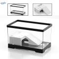 Turtle Tank Box Basking Ramp Hideout Tortoise Enclosure Starter Indoor Decor Medium Black.