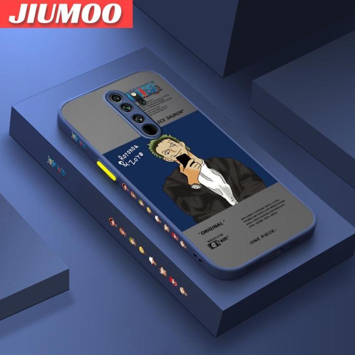 JIUMOO For Redmi Note 8 Pro Case With Fashion Roronoa Zoro Side Edge Square Silicone Frosted Transparent Hard Casing New Design soft Cases Full Back Cover Camera Phone Case Shockproof Protection Case