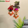 Square Shape Wall Shelf Without Flower. Self Adhesive Punch Free ( 1/3/5 Pcs Stand 1 Set ) Waterproof And Premium Quality.. 
