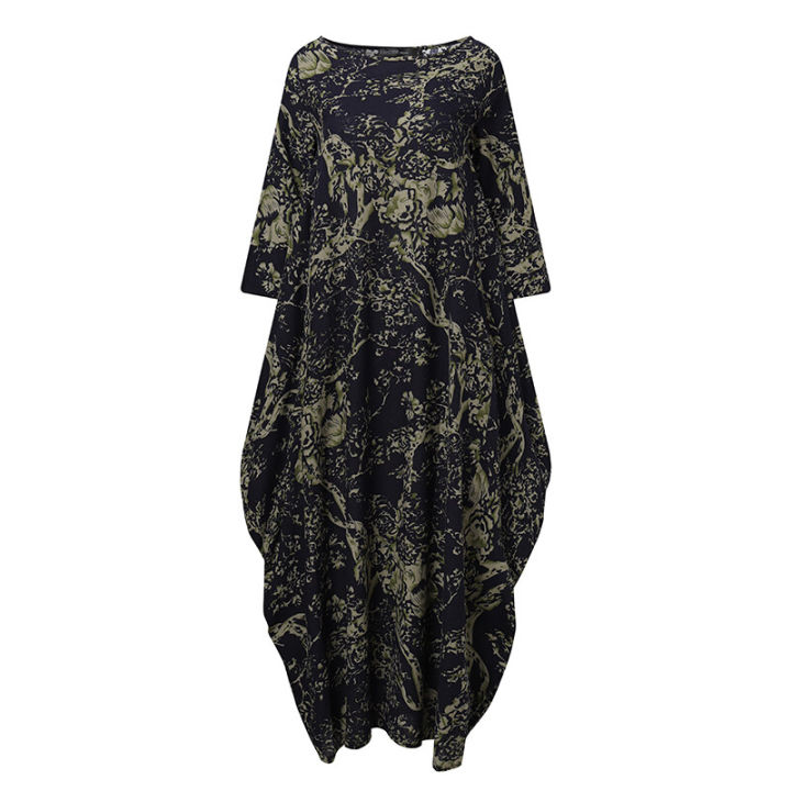 ZANZEA%20Women%20Vinatge%20Floral%20Printed%20Long%20Maxi%20Dress%20Loose%20Baggy%20Cotton%20Kaftans%20-%20Image%2010