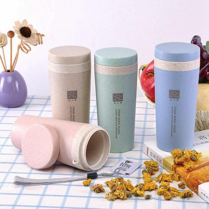 JUNZHEN Eco-friendly Wheat Straw Environmental Coffee Cup Insulated Leak-proof Thermos Bottle Thermal Mug Tea Water Bottle Travel Mug