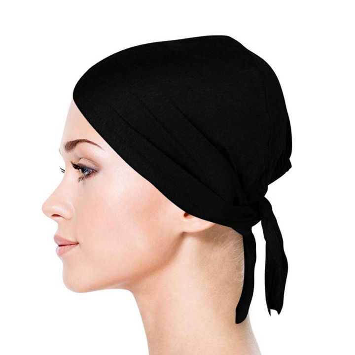 Black Cotton Synthetic Hijab Inner Cap for Women and Girls - Soft and Comfortable