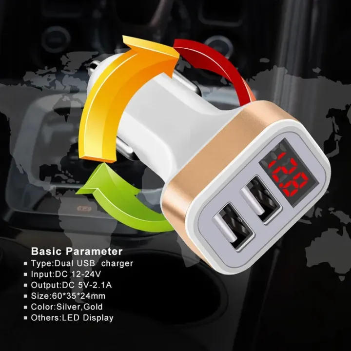 Cigarette%20Lighter%20Voltage%20Meter%20Dual%20Port%20USB%20LED%20Display%20Car%20Charger%20for%20iPhone%206S/7/8/X/XS%20MAX/XR,iPad%20Mini%203,Galaxy%20Note%209/S9%20-%20Image%202