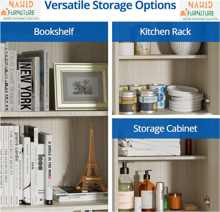 Multipurpose%20Use%20Storage%20Cabinet%20for%20Living%20Room,%20Office,%20Kitchen,%2072x16"Floor%20Cabinet%20with%20Door,%20Freestanding%20Cabinet%206%20Tier%20Display%20Shelf%20-%20Image%204