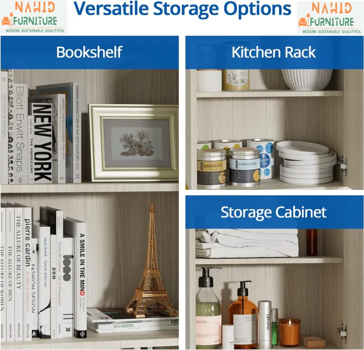 Multipurpose%20Use%20Storage%20Cabinet%20for%20Living%20Room,%20Office,%20Kitchen,%2072x16"Floor%20Cabinet%20with%20Door,%20Freestanding%20Cabinet%206%20Tier%20Display%20Shelf%20-%20Image%204