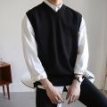Men's Sleeveless Sweater Vest Simple All-match V Neck Solid Basic Cozy Tops Korean Style Ins Knitted Plus Size M-3XL.