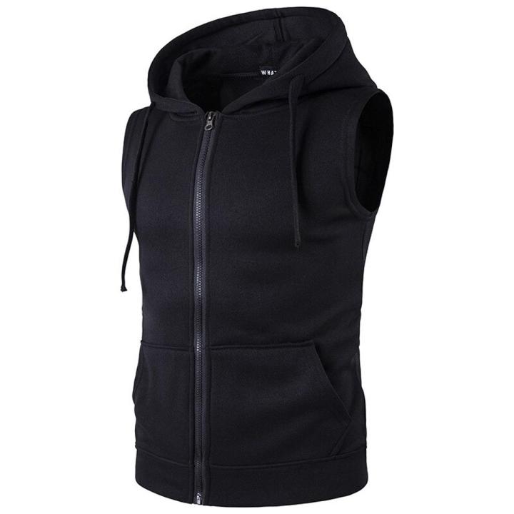 Mens Sleeveless Hoodies Fashion Hooded Sweatshirt Bodybuilding Men vest Clothing Sweatshirts Men Hooded Tracksuit