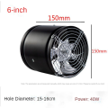 6Inch Powerful Silent Ventilation Fan Bathroom Exhaust Fan Air Ventilator Metal Pipe Ventilation Exhaust Fans Black. 