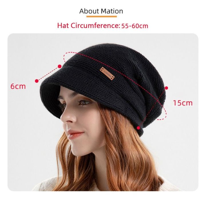 Autumn%20Winter%20Soft%20Plush%20Knitted%20Hat%20Women%20Girl%20Warm%20Thickened%20Fleece%20Lined%20Beanies%20Short%20Brim%20Casual%20Outdoor%20Windproof%20Bonnet%20-%20Image%204