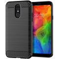 lthmy for LG Q7 plus Case Carbon Fiber TPU Soft Silicone Back Cover Armor Phone Case Casing.
