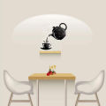 DIY Coffee Cup Teapot Self Adhesive Acrylic Mirror Clock Wall Stickers For Home Living Room Decor Wall Sticker Clock 1Set.