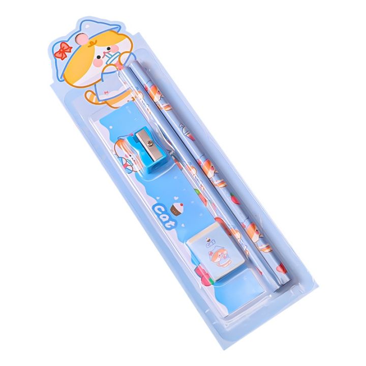 Set%20of%202%20pencils%20cartoon%20stationery,%201%20ruler,%201%20eraser,%201%20pencil%20sharpener%20-%20Image%207