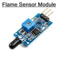 SINGLE LED FLAME Sensor For Fire Detection Module IR Infrared 4 Wire Cables Flame Detection Sensor Circuit IR Flame Sensor Detector Smart Sense For Arduino.