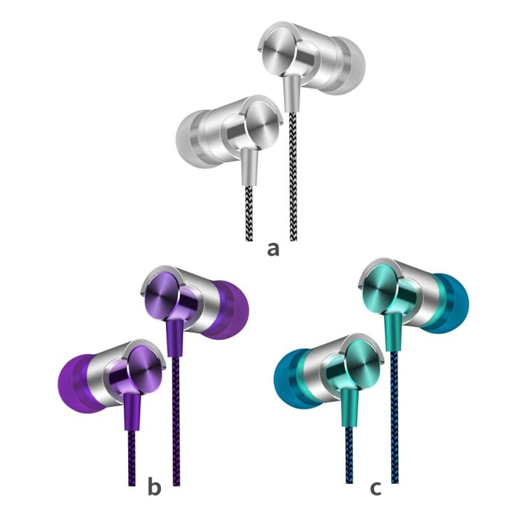 Wired Earphone Bass Stereo Wired Headphone 3 5mm Mobile Phone In-ear Earphone with Built-in Mic Purple
