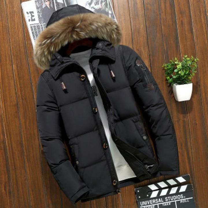 Men's Thick Hooded Down Jackets Coat Male Solid Color windproof