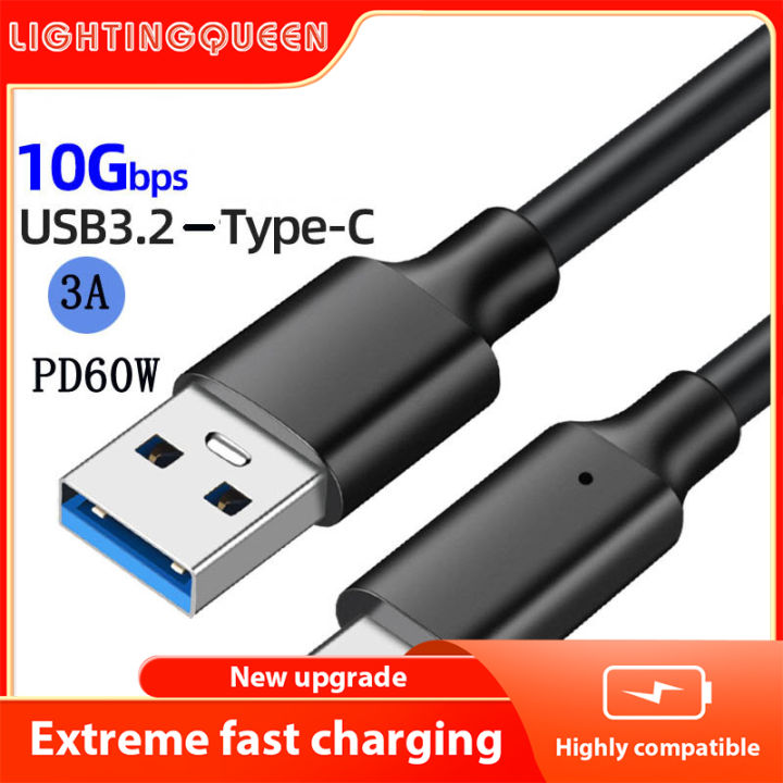 USB3.2 Gen2 10Gbps Type C Cable USB A to Type-C 3.2 Data Transfer USB C SSD Hard Disk Cable PD 60W 3A Quick Charge  Charge Cable