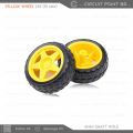 4 Pcs - Robotic Yellow Wheel 65x25mm for DC 3V-6V Motors – Smart RC Car Wheel with Durable Rubber Tire, Yellow Plastic, for Arduino DIY Projects. 