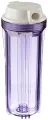 RO Water Filter Systems Clear Housing with White Flat Cap For RO & Filtration Systems, 1/2" Ports. 