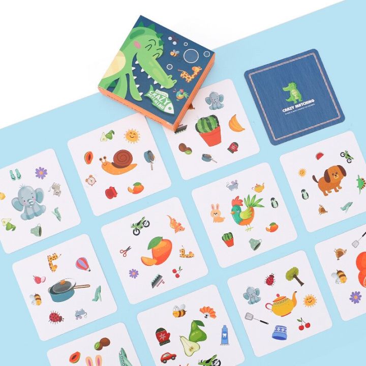 54Pcs/1 Set Crazy Matching Cards Parent-child Interactive Game Pairing Finding Same Board Game Educational Cognitive Toys