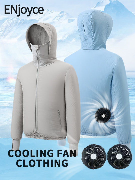 Men Women Cooling Fan Hoodies Clothing Outdoor Workwear Long Sleeved Air-Conditioned USB Charging Sun Protection Coats Summer