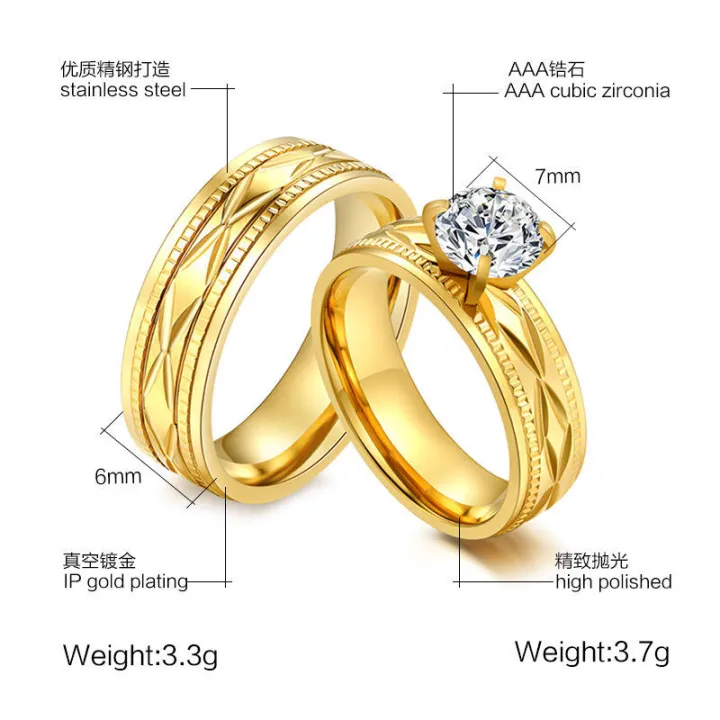 Waterproof%20Tarnish%20Free%20Couple%20Wedding%20Ring%20Jewelry%2018K%20Real%20Gold%20Plated%20Stainless%20Steel%20Zircon%20Diamond%20Engagement%20Rings%20-%20Image%203