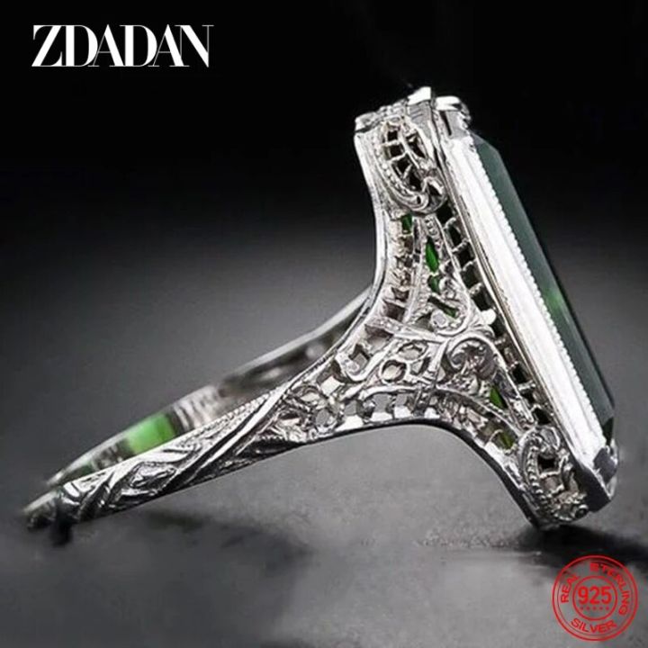 ZDADAN%20925%20Sterling%20Silver%20Big%20Square%20Emerald%20Gemstone%20Ring%20For%20Women%20Wedding%20Jewelry%20Accessories%20Wholesale%20-%20Image%203
