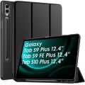 Flip Cover for Samsung Tab S10 Plus /S10+ 12.4" Cover Case Flip Stand Back Case Cover [S Pen Holder] for Samsung Galaxy Tab S10 Plus/S10+ Cover Tablet Cover with [Auto Sleep/Wake]-Black/Navy Blue. 