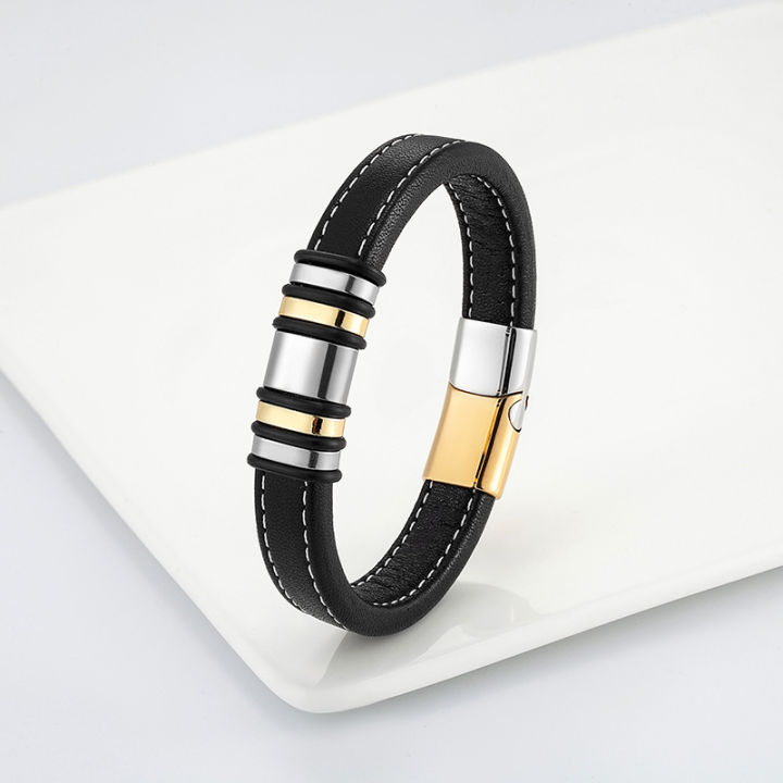 Cross-border%20European%20and%20American%20casual%20style%20simple%20316L%20stainless%20steel%20black%20wide%20leather%20rope%20men's%20bracelet%20jewelry%20-%20Image%208