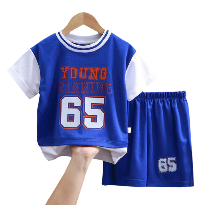 GC%202pcs%20Boys%20Short%20Sleeves%20Shirt%20Shorts%20Suit%20Summer%20Basketball%20Jersey%20Fake%20Two-pieces%20Set%20For%203-10%20Years%20Old%20Kids%20-%20Image%207