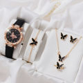 The New Women's Bracelet Watch Is A Stylish Simple Butterfly Five-piece Watch Set Qoddess.